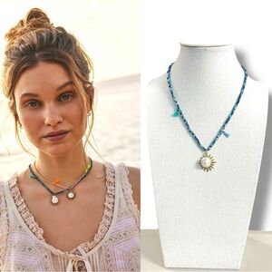 Free People Ariana Ost Sunlight Choker in Blue NWT Sun Charm Bohemian Dainty